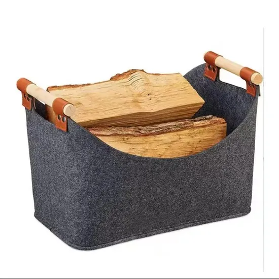 Wooden-handle felt storage basket — supplier product photograph
